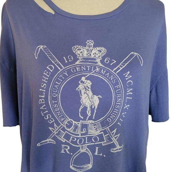 Vintage‎ Polo Ralph Lauren Distressed Cropped T Shirt - Picture 4 of 7